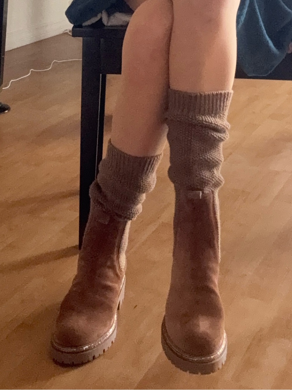 Rene Caovilla Tan Suede & Knit Boots 38 US8 New 2,000